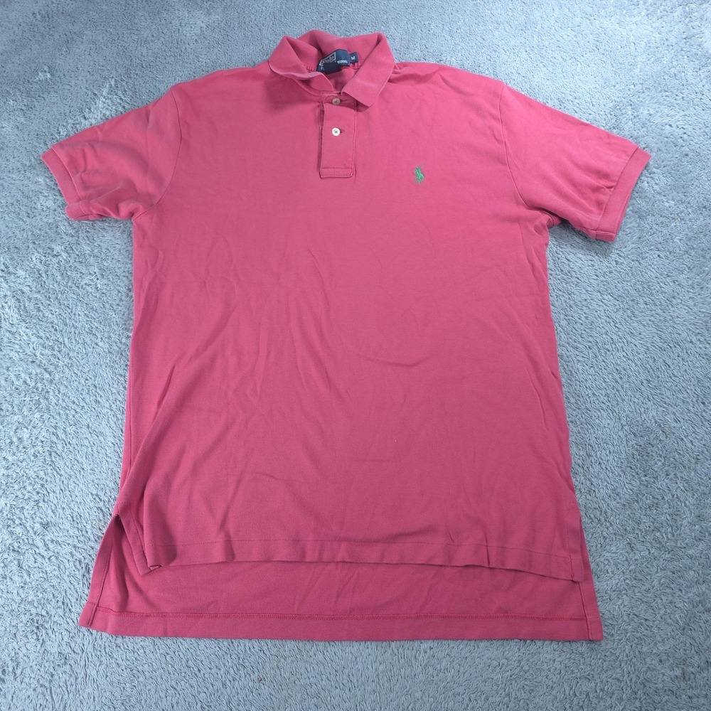 Polo by Ralph Lauren Polo Shirt Mens Medium Pink Solid 100% Cotton Pony Logo